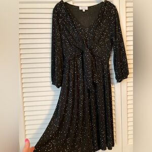 Gilli black dress - tie front with 3/4 length sleeves - size M